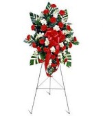 Red Carnations with either white Stock or Snapdragons
