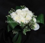 Creamy white roses from our Eco supplier Denmar. The aspidistra leave look like ribbons as they circle the bouquet. Delivery to Toronto, Thornhill, Markham, Aurora, Richmondhill, North York and the GTA.